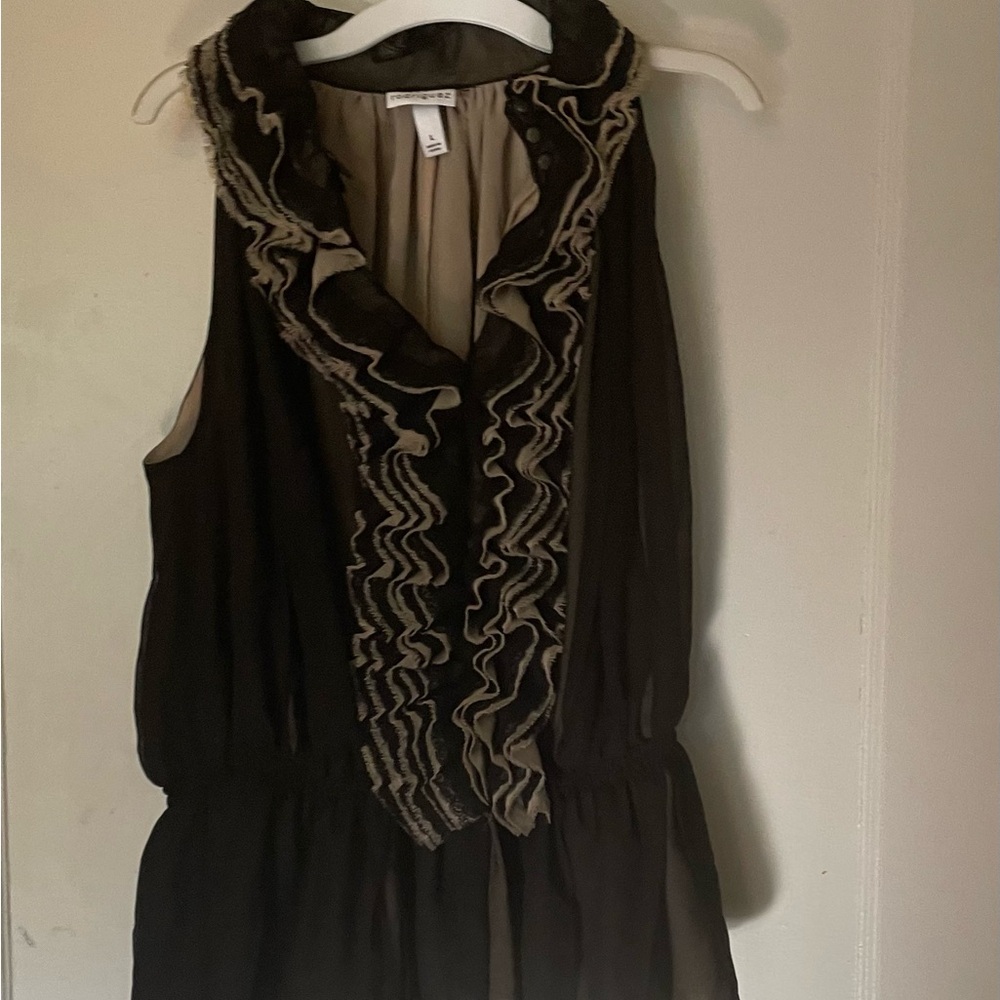 Robert Rodriguez Black and Cream Ruffle Blouse